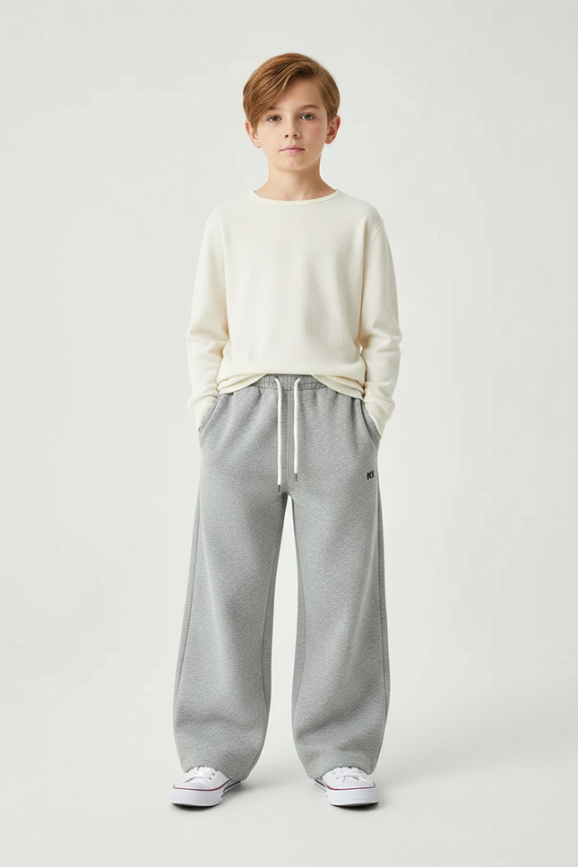 Pantalon Gris Ample Décontracté Coton Sport - Molleton
