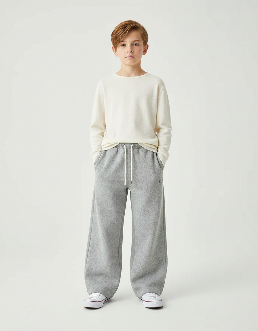Pantalon Gris Ample Décontracté Coton Sport - Molleton