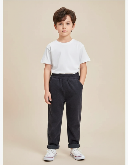 Pantalon Gris Côtelé Ample Doux Décontracté Enfant - Cordé