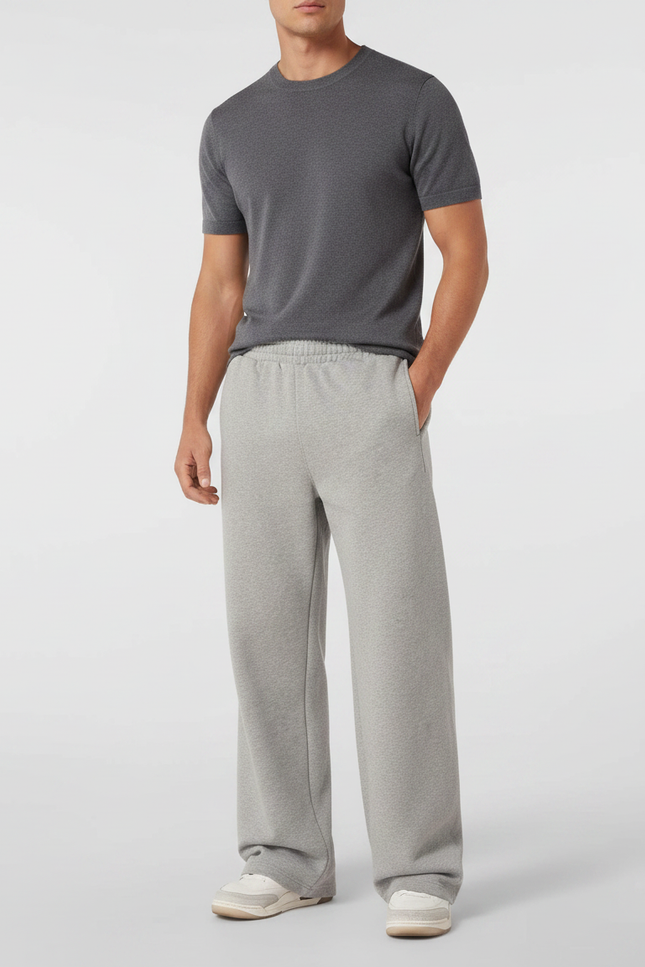 Pantalon Gris Ample Décontracté Molletonné Homme Sport