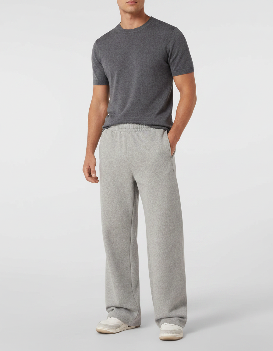 Pantalon Gris Ample Décontracté Molletonné Homme Sport
