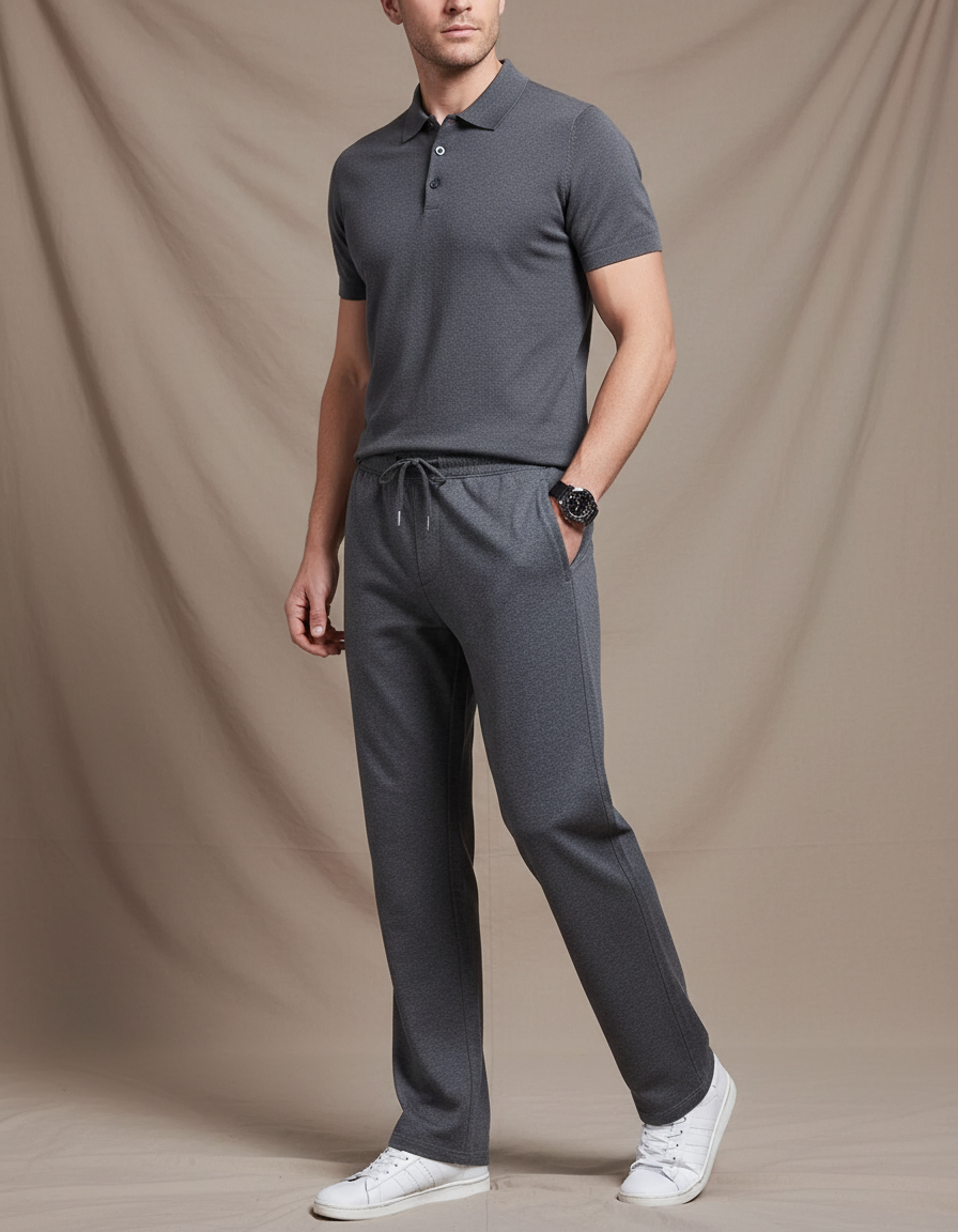 Pantalon Gris Sport Décontracté Cordon Homme - Molleton