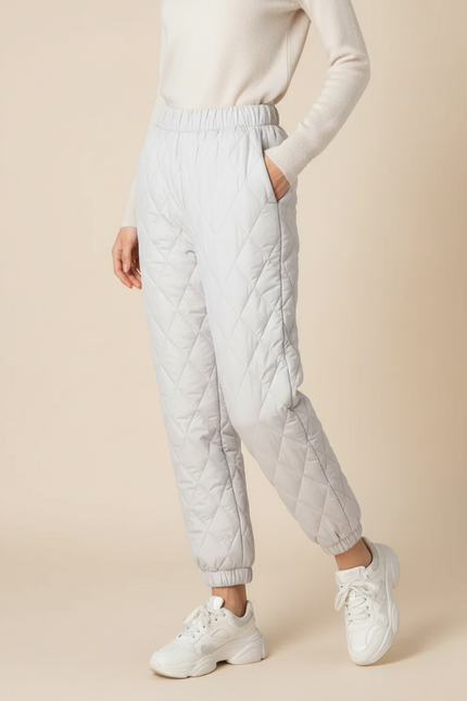 Pantalon Gris Matelassé Ample Chaud Hiver - Polyester