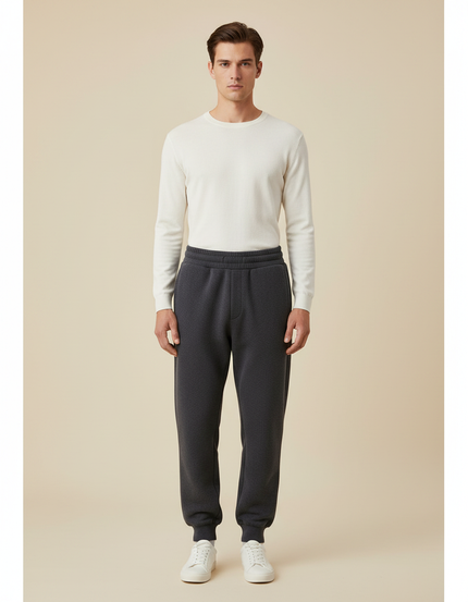 Pantalon Gris Molletonné Confortable Jogging Homme