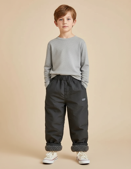 Pantalon Gris Ample Décontracté Doublé Chaud Enfant - Polyester