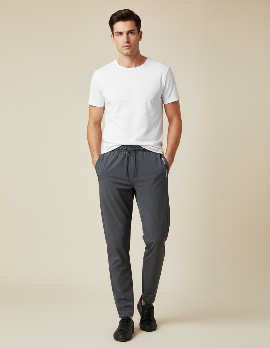 Pantalon Gris Léger Respirant Extensible Sport Homme - Polyester