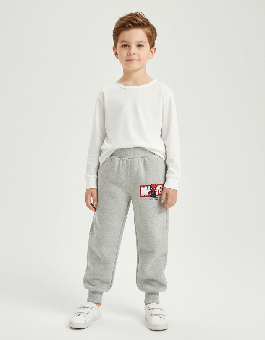 Pantalon Gris Molletonné Spiderman Enfant Confortable