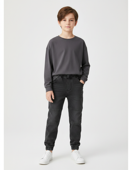 Pantalon Gris Enfant Jogger Denim Décontracté - Jean