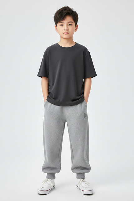 Pantalon Gris En Molleton Confortable Ample Enfant