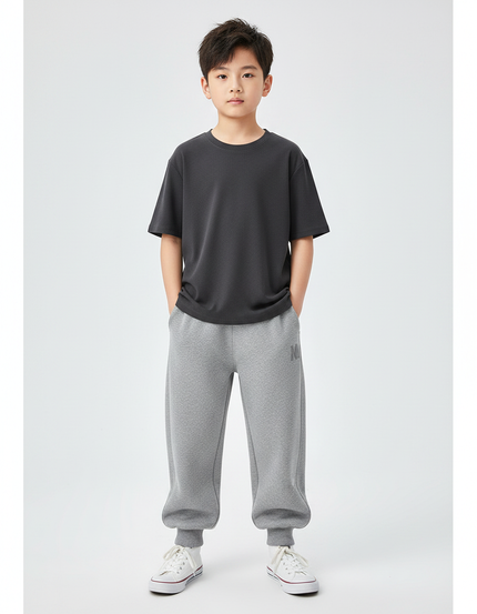 Pantalon Gris En Molleton Confortable Ample Enfant