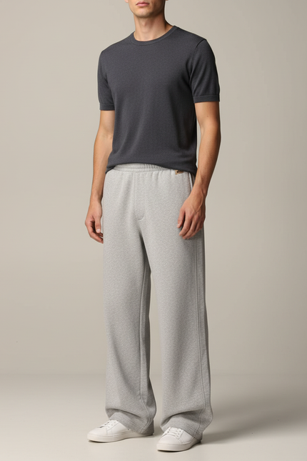 Pantalon Gris Large Coton Décontracté Sport Homme - Molleton