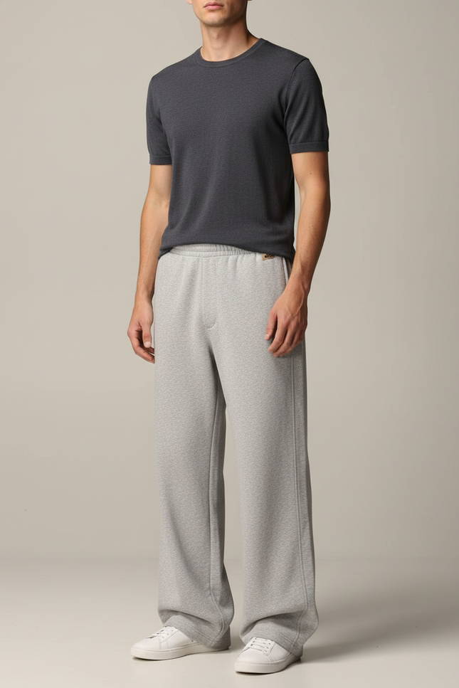 Pantalon Gris Large Coton Décontracté Sport Homme - Molleton