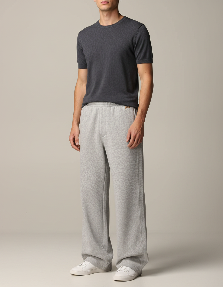 Pantalon Gris Large Coton Décontracté Sport Homme - Molleton