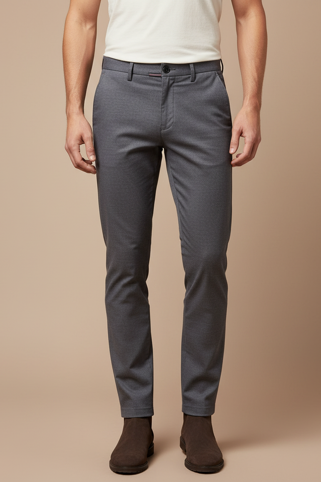 Pantalon Gris Slim Habillé Élégant Homme - Gabardine