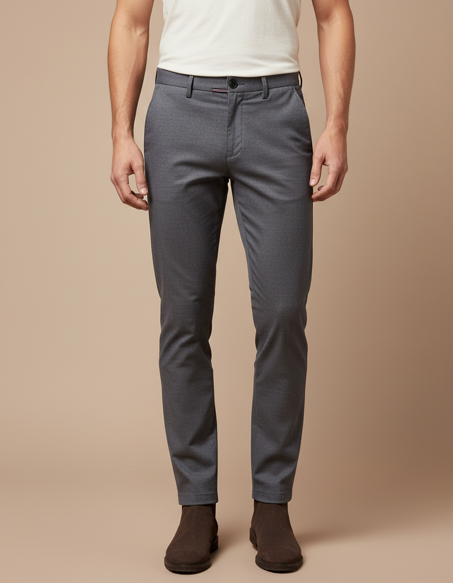 Pantalon Gris Slim Habillé Élégant Homme - Gabardine