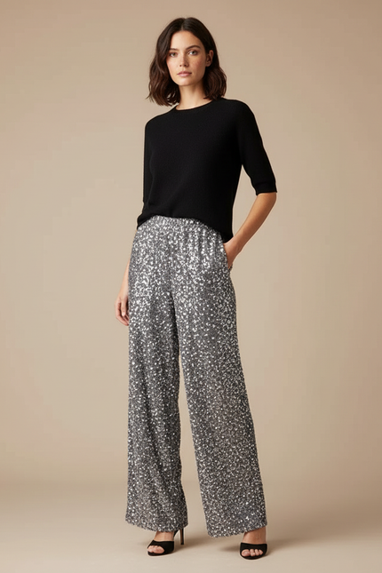 Pantalon Sequin Gris - Polyester