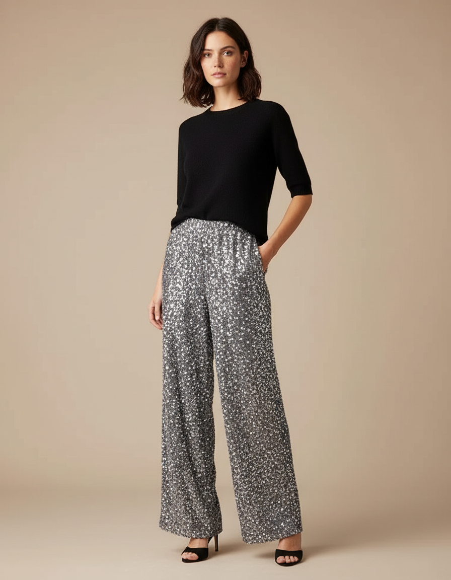Pantalon Sequin Gris - Polyester