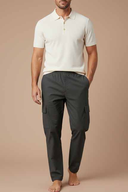 Pantalon Gris Cargo Décontracté Homme Coton
