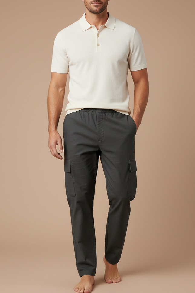 Pantalon Gris Cargo Décontracté Homme Coton