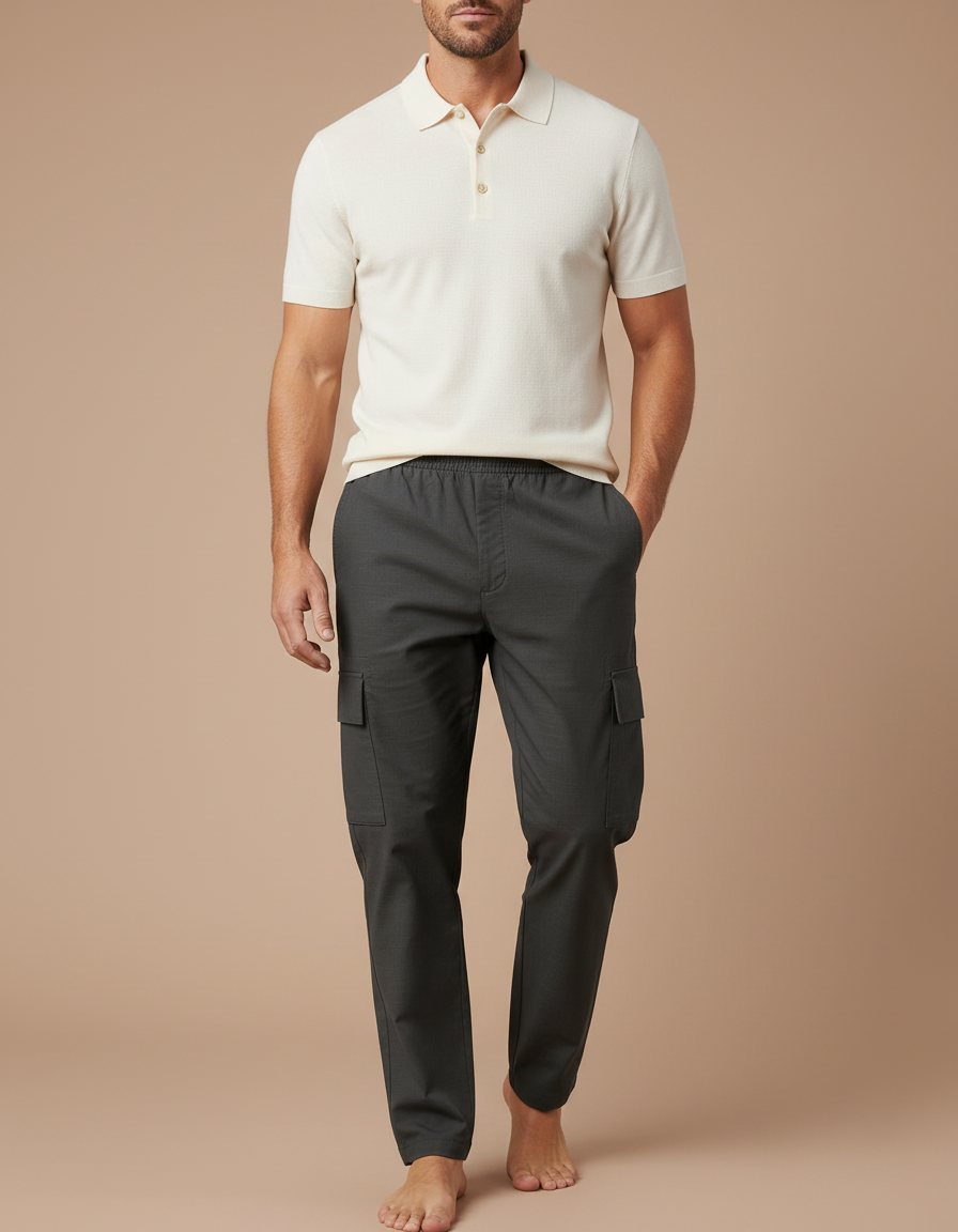 Pantalon Gris Cargo Décontracté Homme Coton