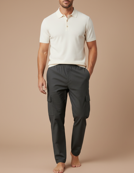 Pantalon Gris Cargo Décontracté Homme Coton