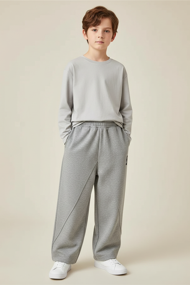 Pantalon Gris Ample Sport Molletonné Garçon
