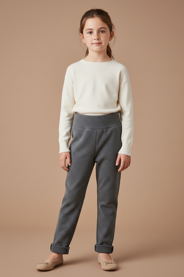 Pantalon Gris Chiné Slim Confortable Enfant - Molleton