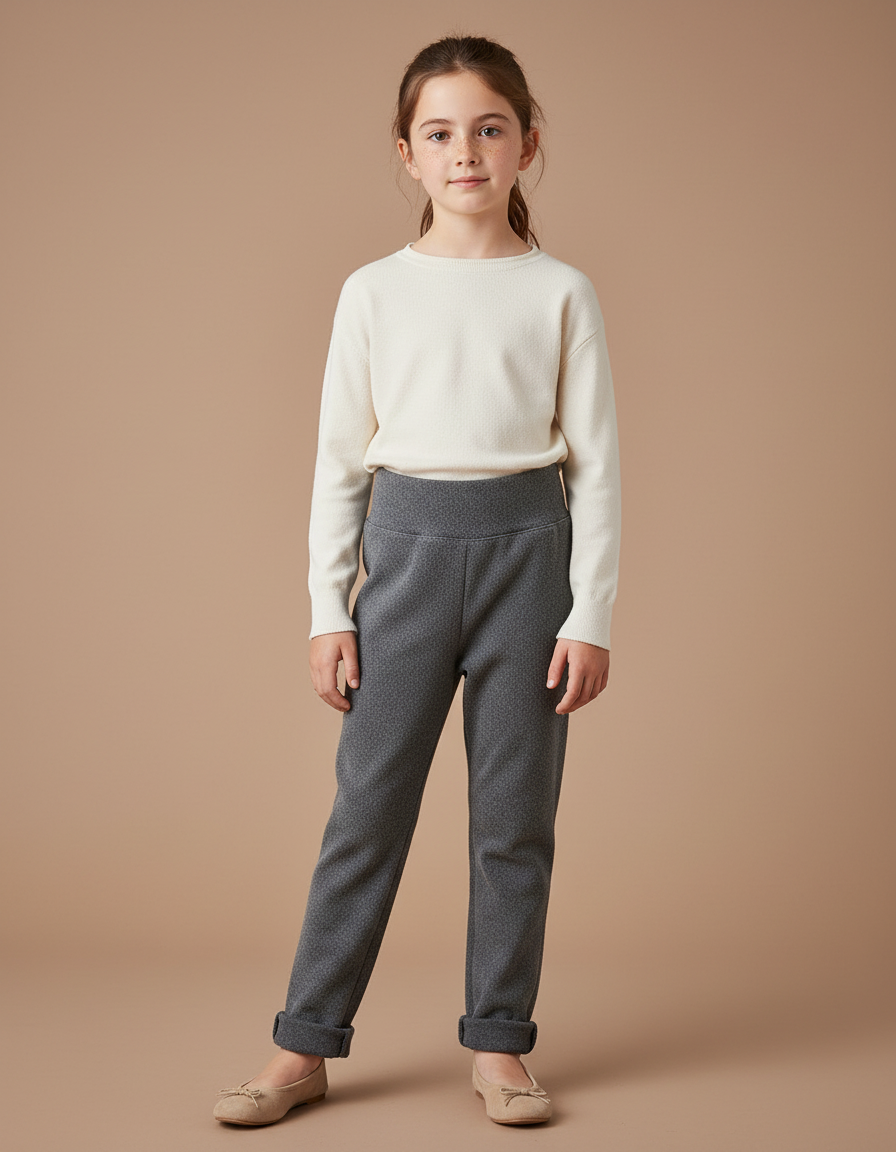 Pantalon Gris Chiné Slim Confortable Enfant - Molleton