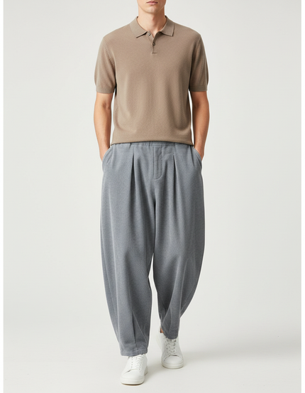 Pantalon Carotte Homme Gris - Cordé