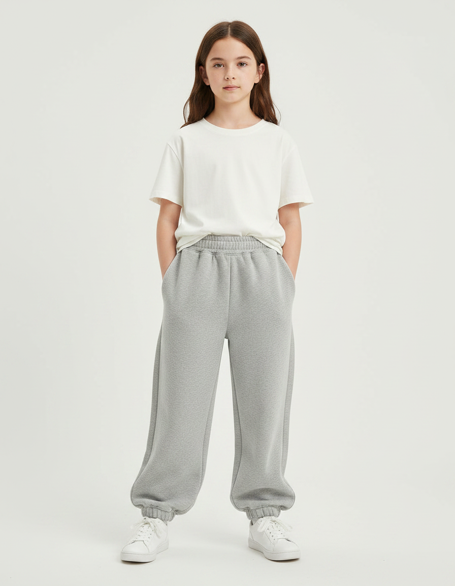 Pantalon Gris Ample Molletonné Confortable Enfant