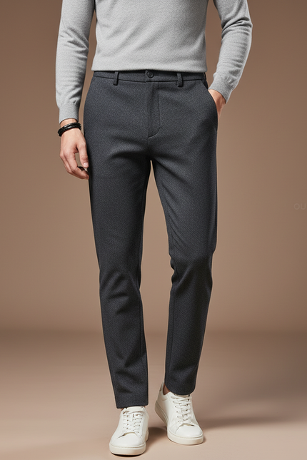 Pantalon Gris Slim Fit Stretch Décontracté Homme - Polyester