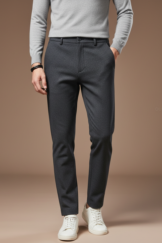 Pantalon Gris Slim Fit Stretch Décontracté Homme - Polyester