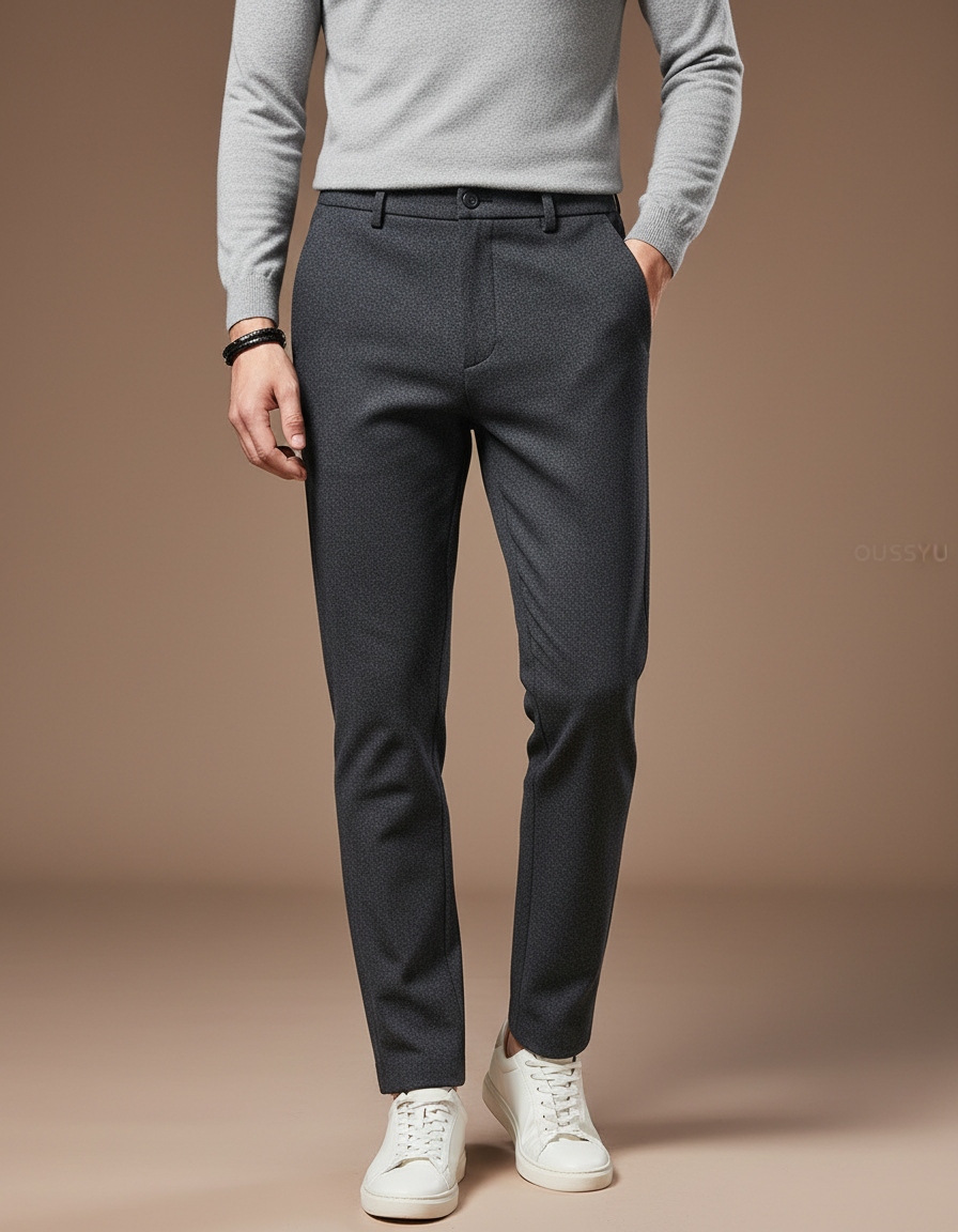 Pantalon Gris Slim Fit Stretch Décontracté Homme - Polyester