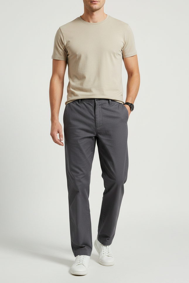 Pantalon Tissu Homme Gris - Coton
