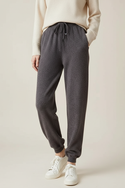 Pantalon Gris Jogging Laine Décontracté Confortable Femme