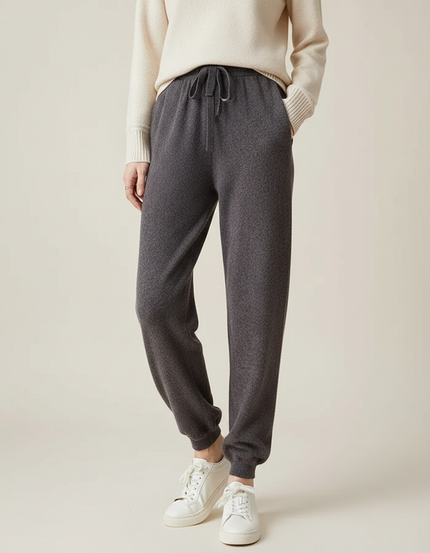 Pantalon Gris Jogging Laine Décontracté Confortable Femme