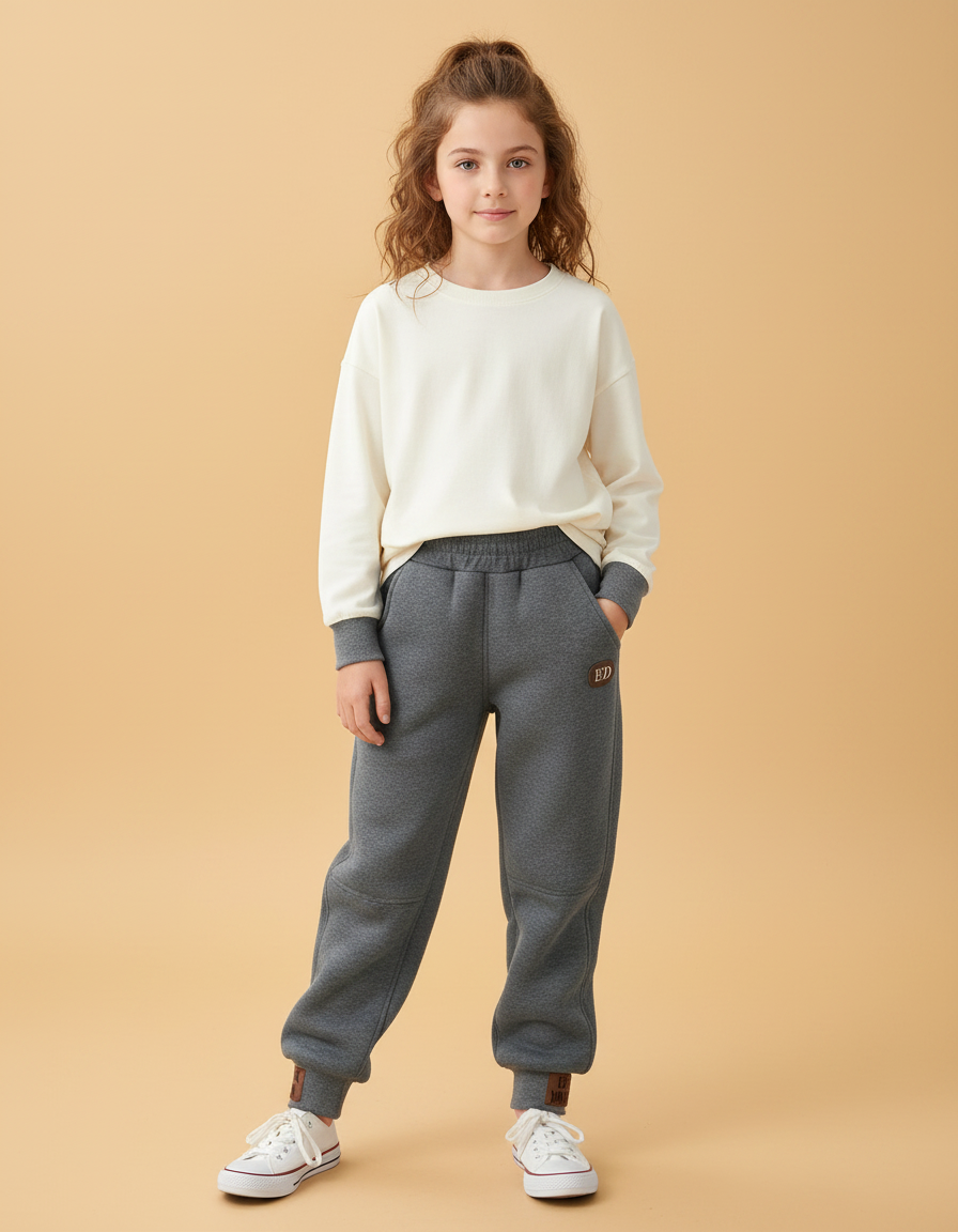 Pantalon Gris Molletonné Sportif Enfant Confortable Hiver