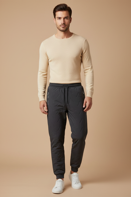 Pantalon Gris Matelassé Jogging Chaud Homme - Polyester