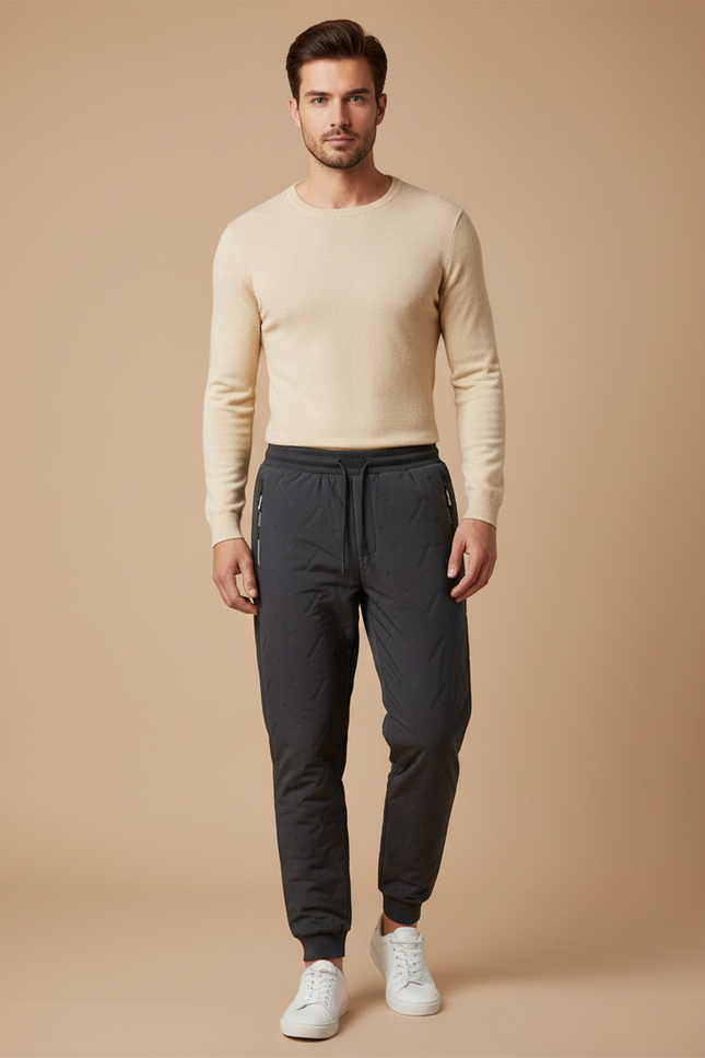 Pantalon Gris Matelassé Jogging Chaud Homme - Polyester