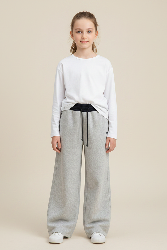 Pantalon Gris Ample Coton Sportif Enfant - Molleton