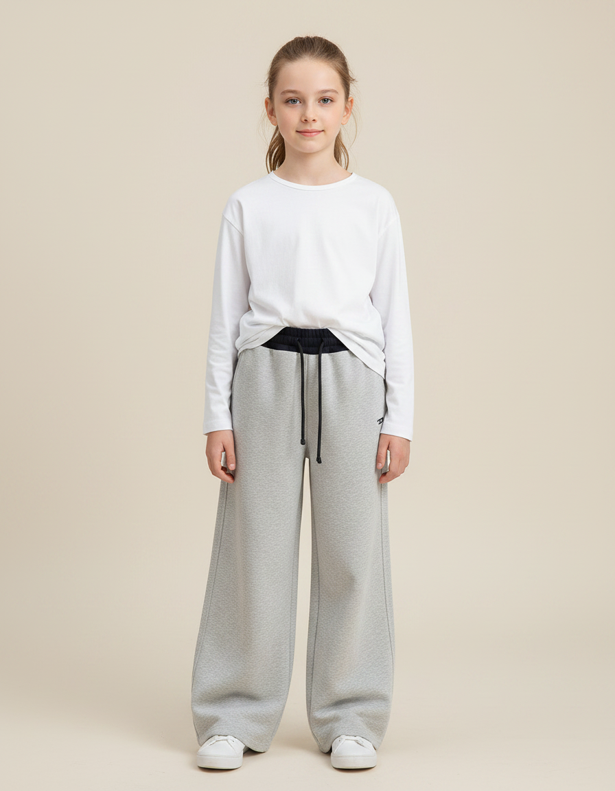 Pantalon Gris Ample Coton Sportif Enfant - Molleton