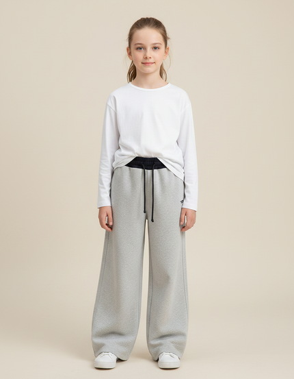 Pantalon Gris Ample Coton Sportif Enfant - Molleton