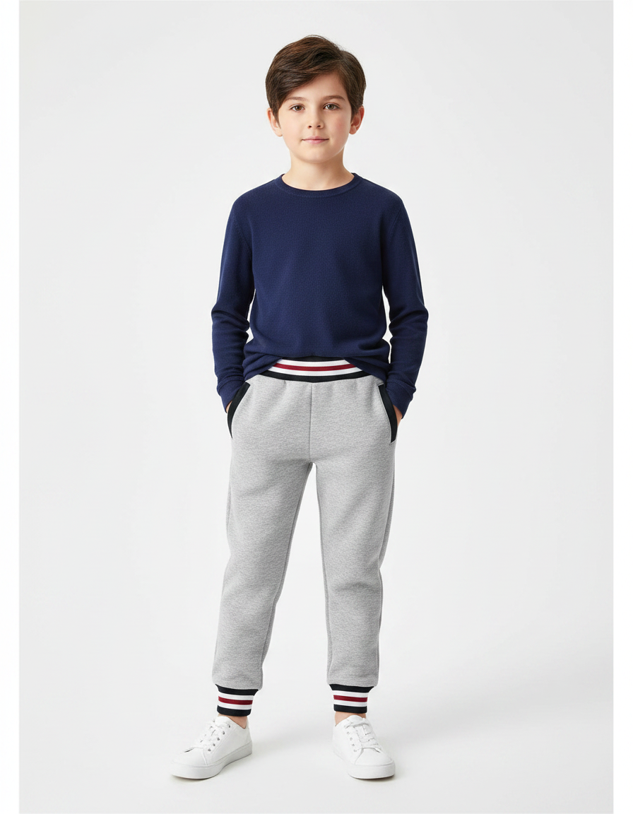 Pantalon Gris Jogging Sport Enfant Coton - Molleton