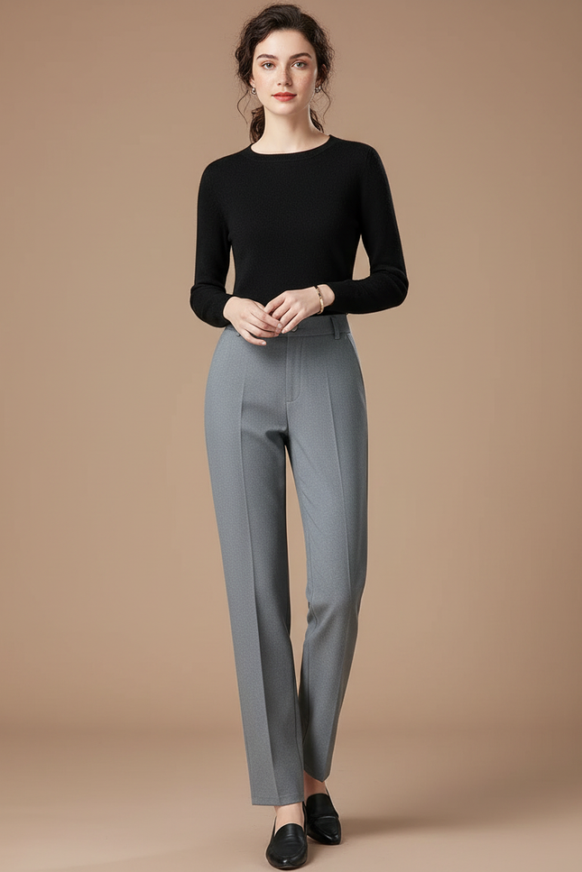 Pantalon Gris Taille Haute - Polyester