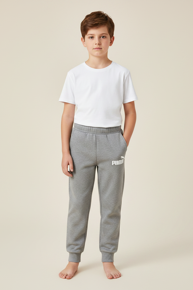 Pantalon Gris Molletonné Sport Logo Enfant