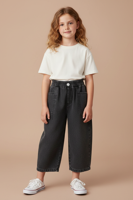 Pantalon Gris Denim Ample Décontracté Enfant - Jean