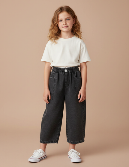 Pantalon Gris Denim Ample Décontracté Enfant - Jean