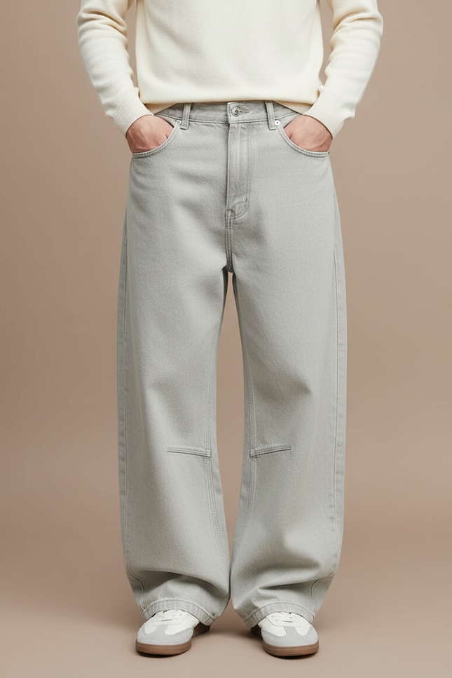Pantalon Gris Large Coton Décontracté Homme Style Cargo - Jean