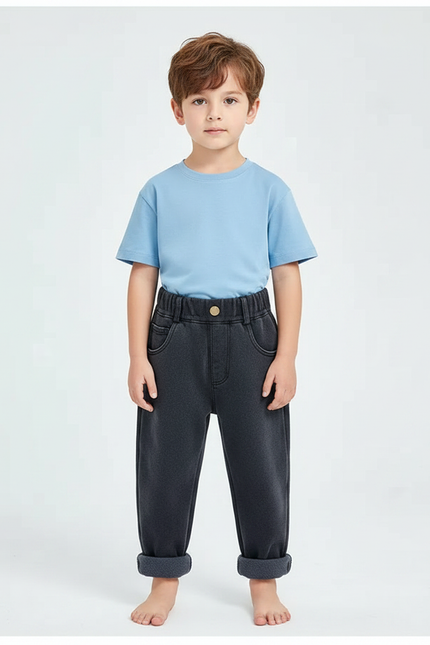 Pantalon Gris Ample Décontracté Hiver Enfant - Molleton