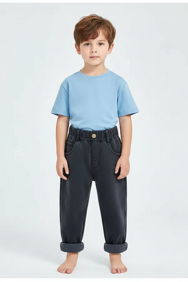 Pantalon Gris Ample Décontracté Hiver Enfant - Molleton